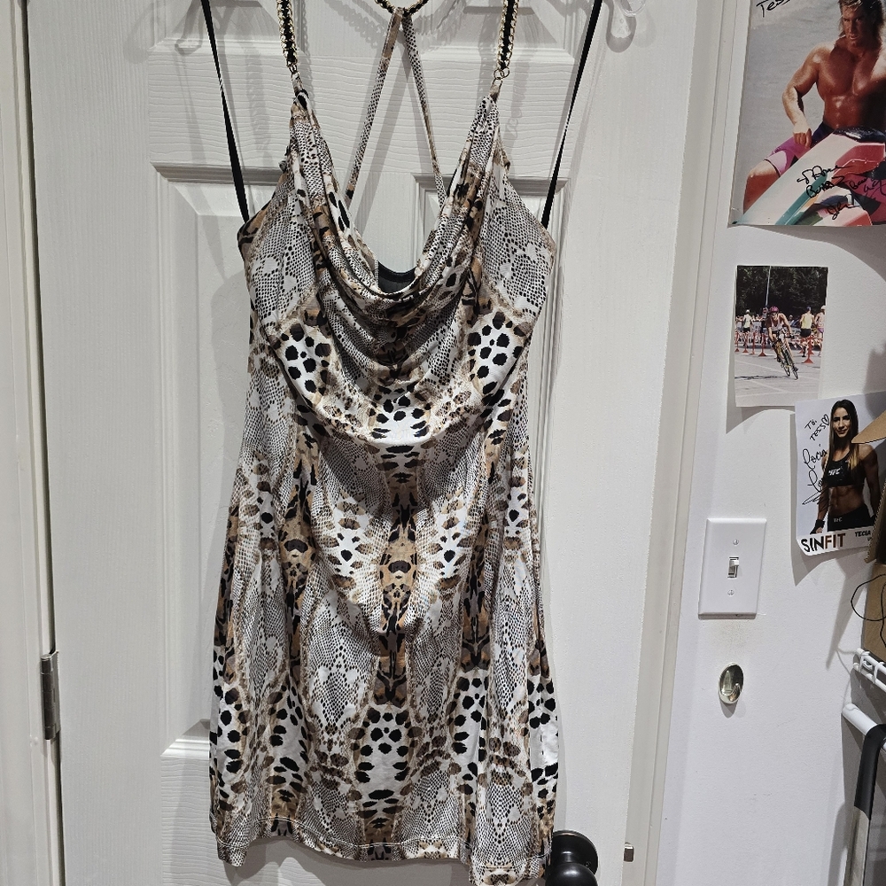 Flowy animal print cocktail dress